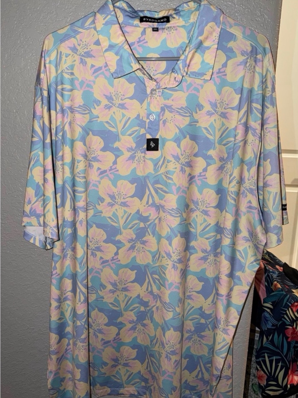 Men's Light Blue Floral Polo